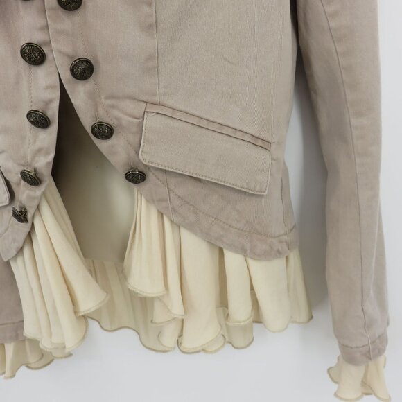 Free People Women XS Romantic Ruffles Jacket Natural Beige OB 527371 Pockets - Picture 5 of 15